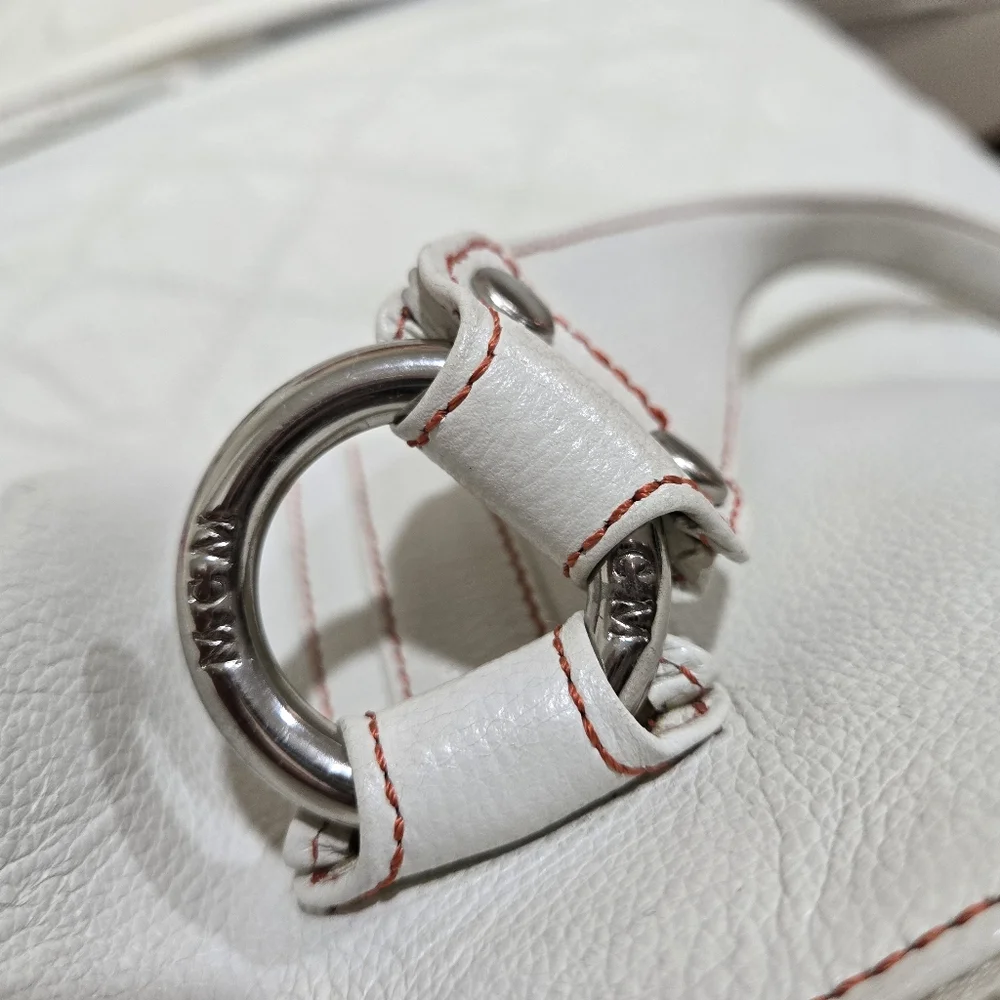 MCM White Leather Women's Barrel Shaped Bag - Picture 13 of 16